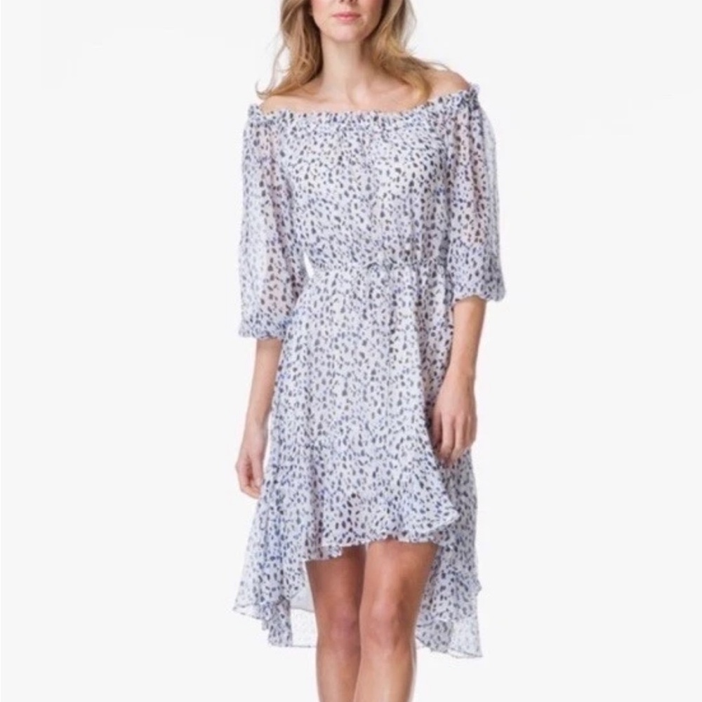 Dvf silk off the shoulder midi dress